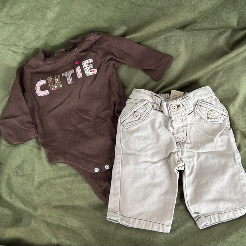 Vintage Kids Matching Set - Brown and Cream